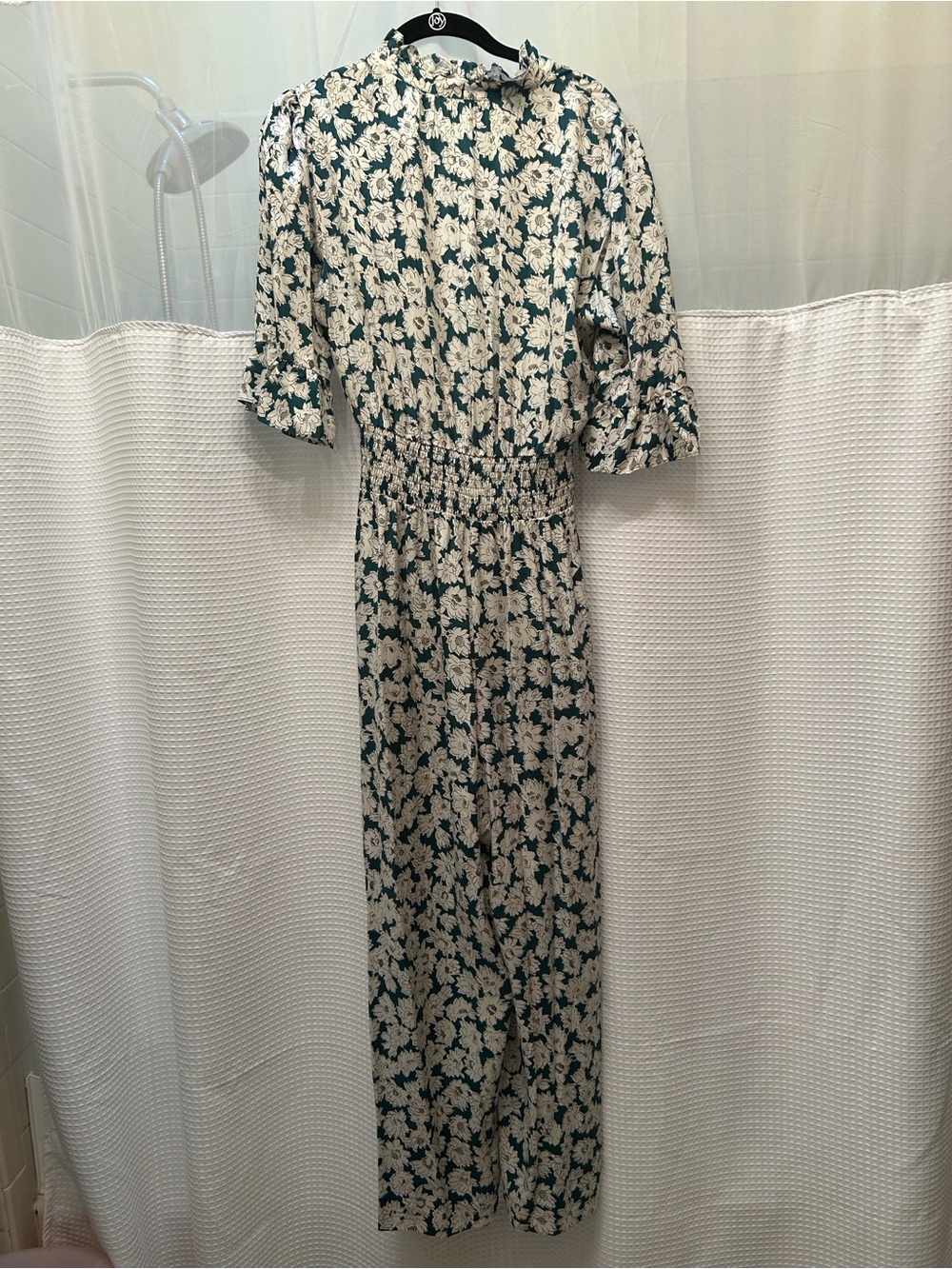 Rebecca Taylor Teal and Cream Floralk wide leg jumper
